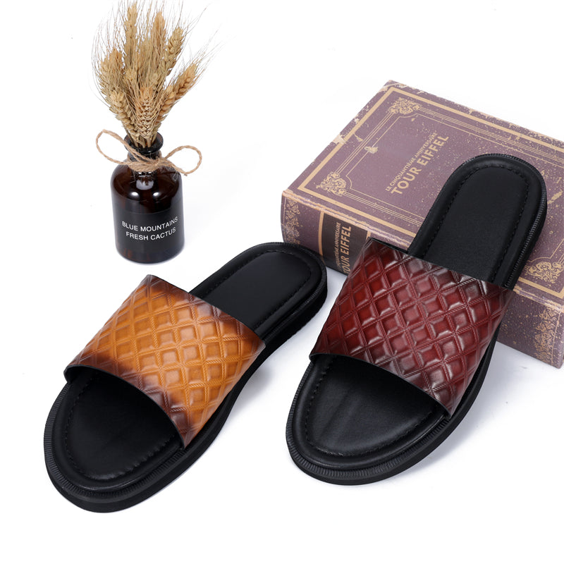 Embossed Elegance Slip-On Sandals