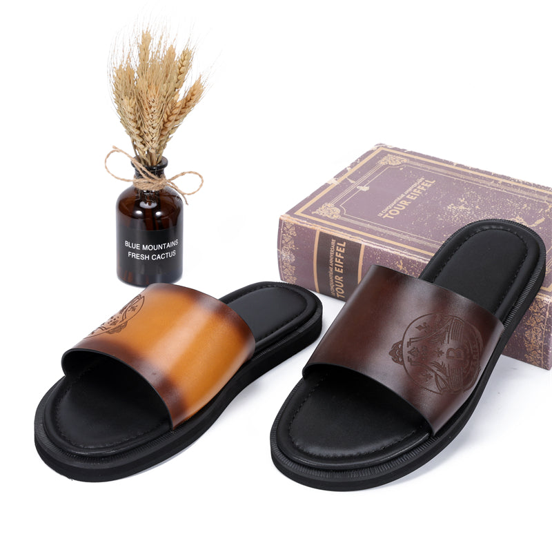 Embossed Elegance Slip-On Sandals