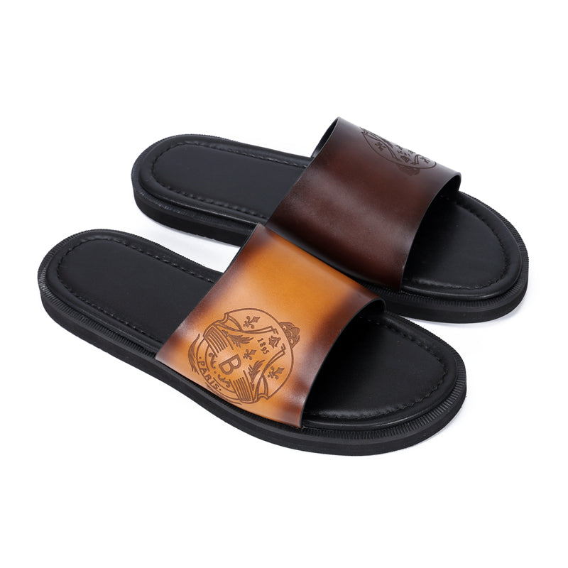 Embossed Elegance Slip-On Sandals