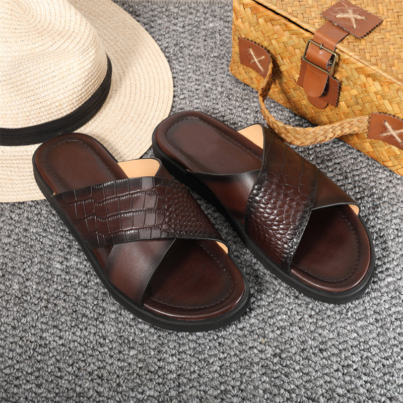 RomanLux Genuine Leather Casual Slippers