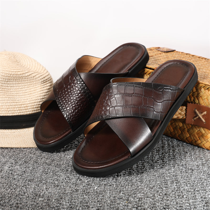 RomanLux Genuine Leather Casual Slippers