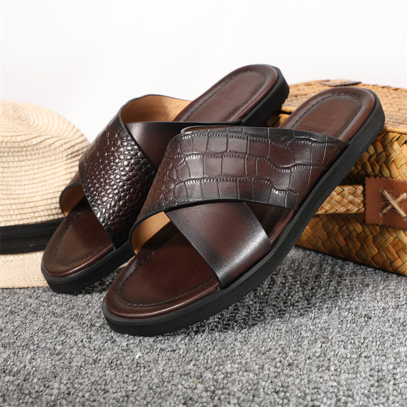 RomanLux Genuine Leather Casual Slippers