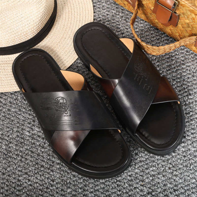 RomanLux Genuine Leather Flats Slippers