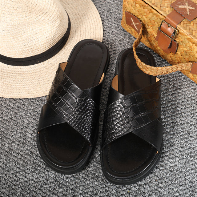 RomanLux Genuine Leather Casual Slippers