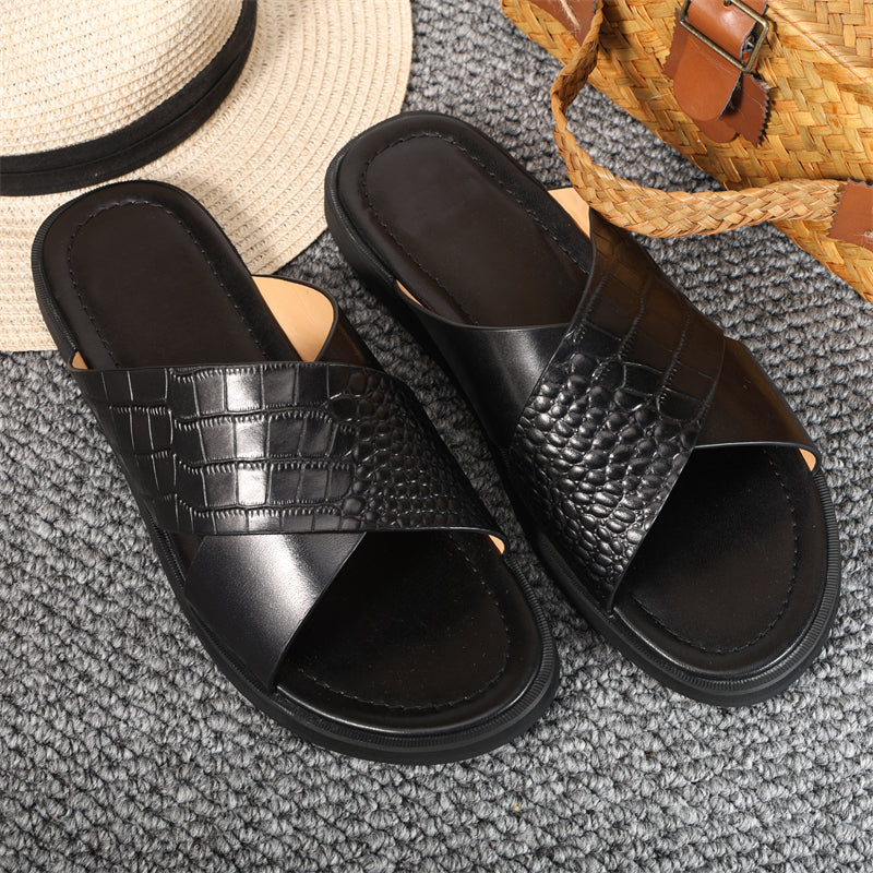 RomanLux Genuine Leather Casual Slippers