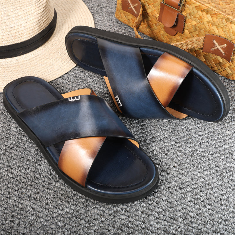 RomanLux Genuine Leather Flats Slippers