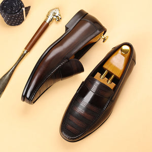 LuxLeather Elegant Genuine Leather Slip On Loafers