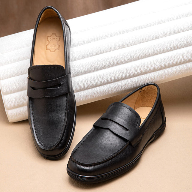 Chic Cowhide Penny Loafers