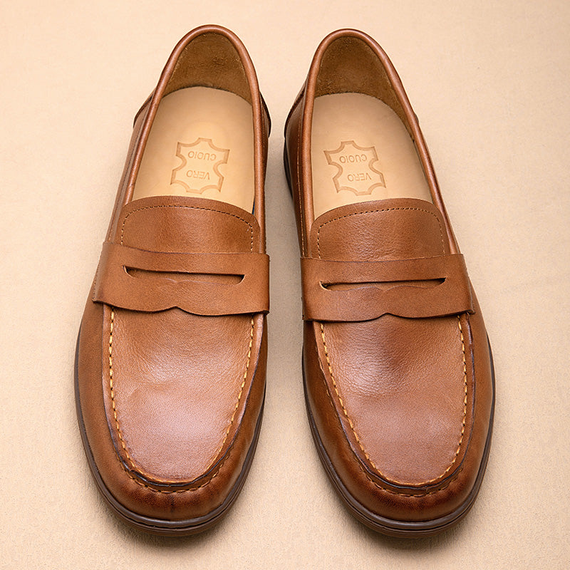 Chic Cowhide Penny Loafers