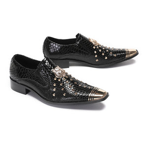 CrocLuxe Square Toe Leather Rivet Dress Shoes