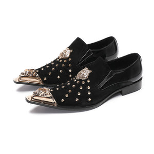 CrocLuxe Pointed Toe Leather Rivet Dress Shoes