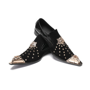 CrocLuxe Pointed Toe Leather Rivet Dress Shoes