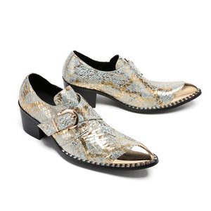 AlliLuxe Embossed Slip-on Dress Shoes