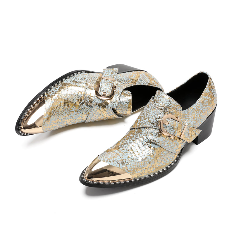 AlliLuxe Embossed Slip-on Dress Shoes