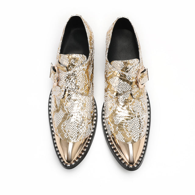 AlliLuxe Embossed Slip-on Dress Shoes