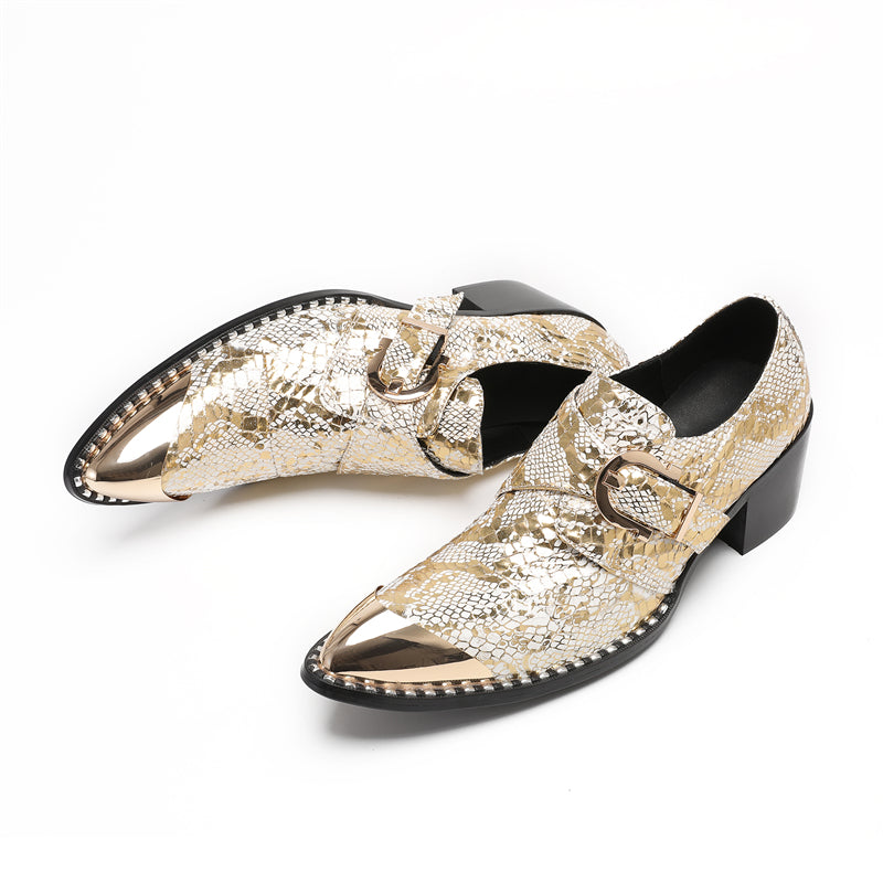 AlliLuxe Embossed Slip-on Dress Shoes