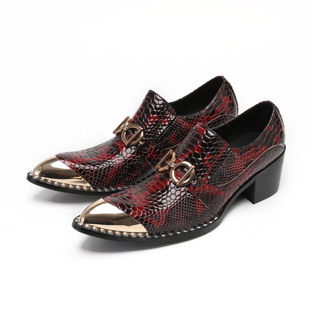 AlliLuxe Embossed Slip-on Dress Shoes