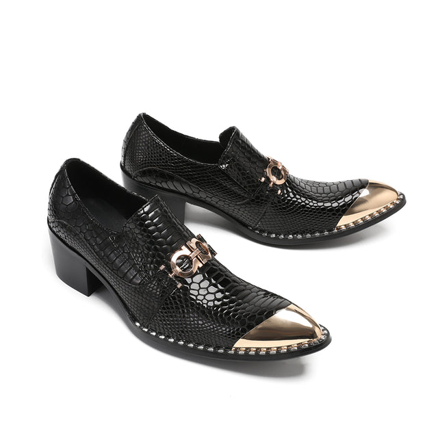 AlliLuxe Embossed Slip-on Dress Shoes