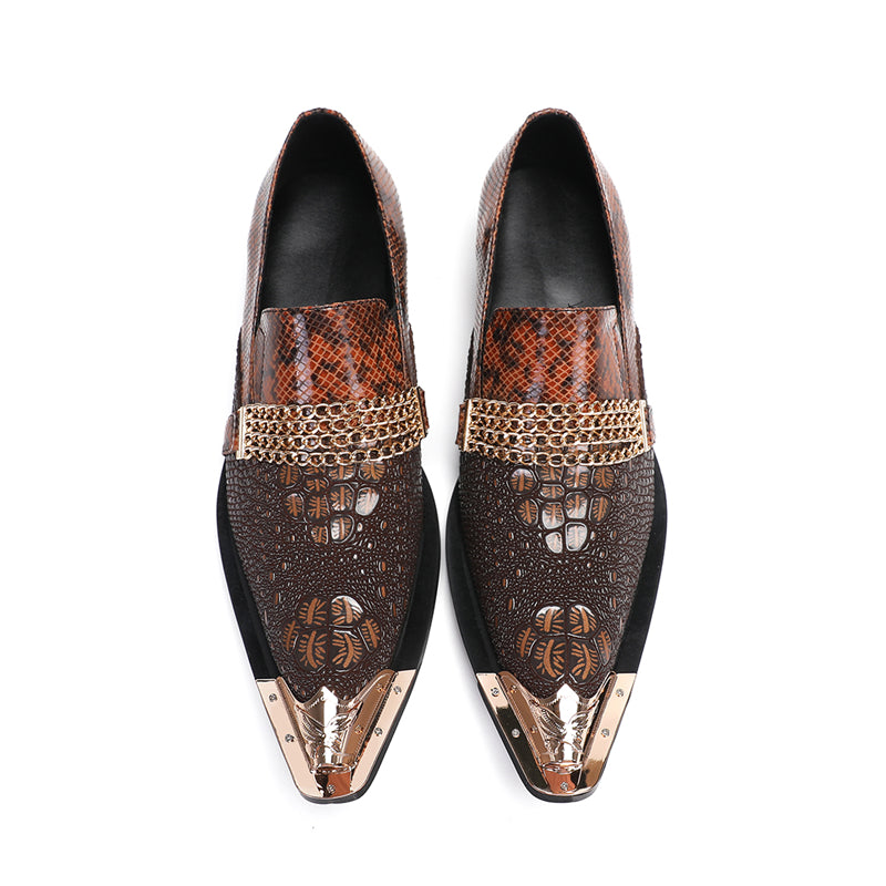 Crocochic Genuine Leather Pointed Toe Dress Shoes