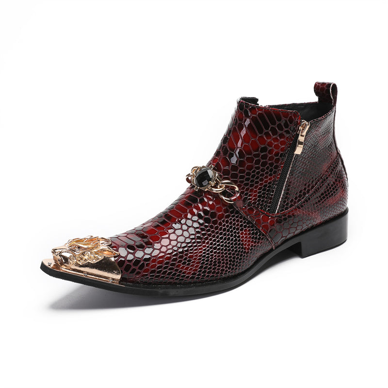 靴 Tornado mart fur croco leather boots Tornado Mart @tornadomart.official Black Leather Back-Zip