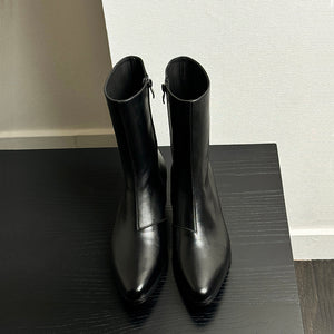 LeatherLux Opulent Genuine Leather Slip-On Ankle Boots