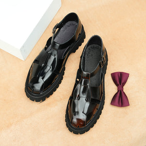 LuxeLeather Chic Buckle Round Toe Casual Shoes