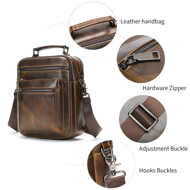 Luxury Exotic Leather Zipper Flap Messenger Bag