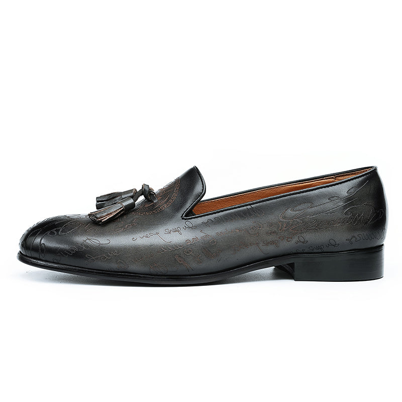 Lavish Leather Slip On Brogue Dress Shoes