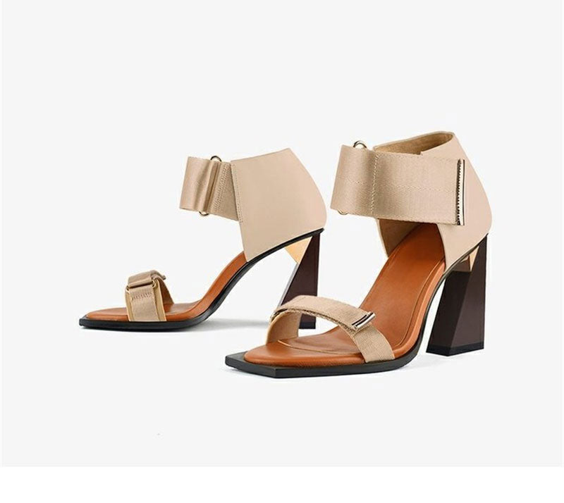 Chicfashion Cow Leather Peep Toe  Sandals