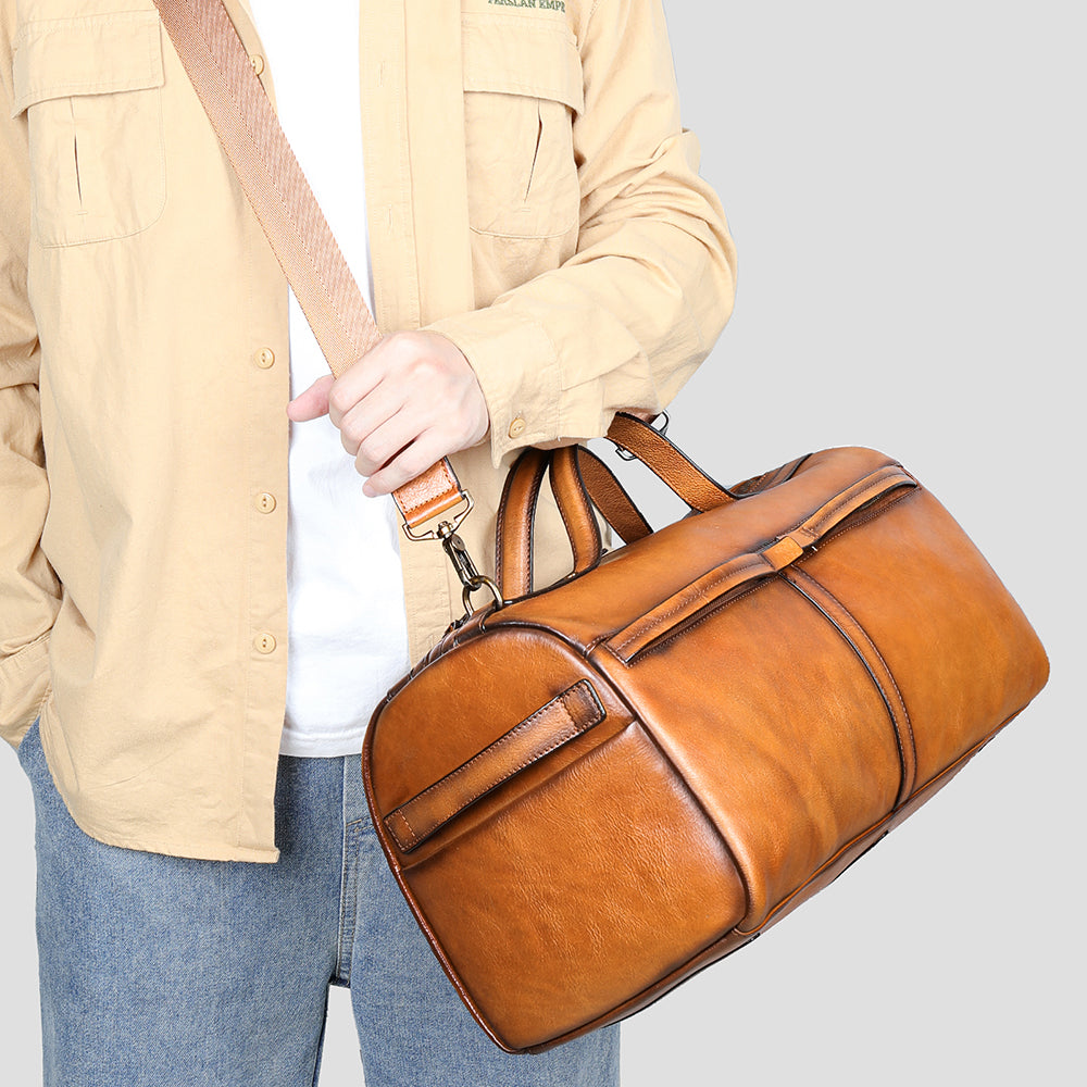 Deluxe Retro Leather Zipper Travel Messenger Bag