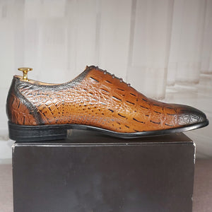 LuxCroco Style Genuine Leather Brogue Shoes