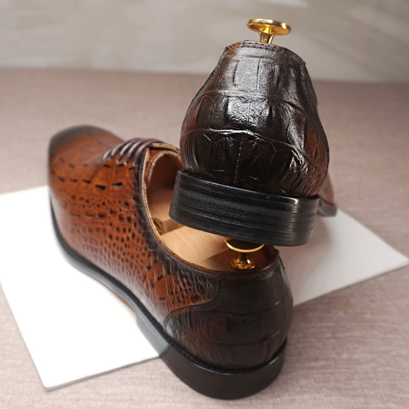 LuxCroco Style Genuine Leather Brogue Shoes