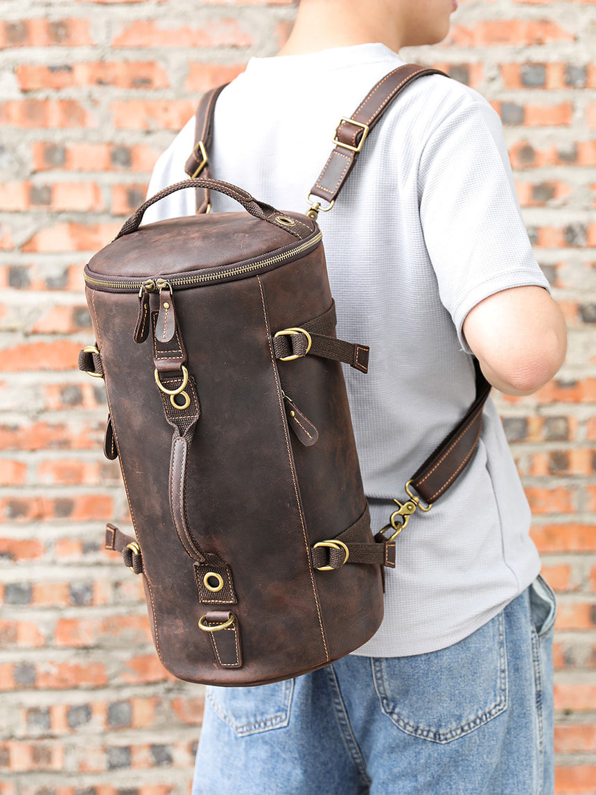 Deluxe Retro Leather Zipper Travel Messenger Bag