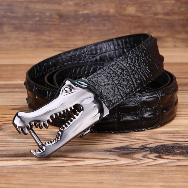 CrocLuxe Copper Buckle Gator Skin Luxury Belt