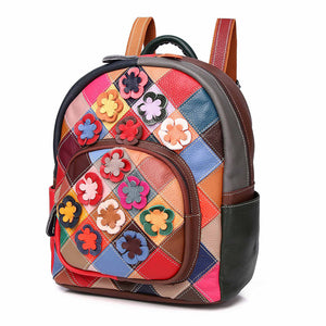 Chic Leather Exotic Patchwork Closure Backpack