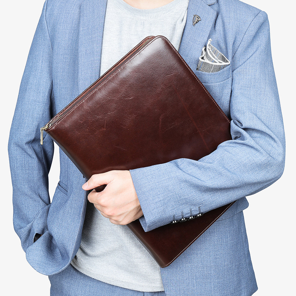 CowLuxe Stylish Leather Men's Ipad Bag