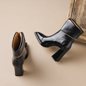 Braided Luxe Cow Leather Ankle Boots
