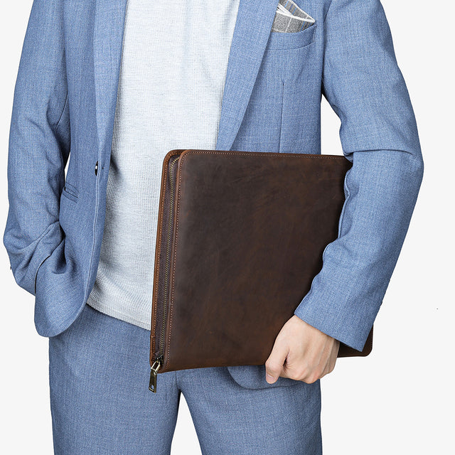 CowLuxe Stylish Leather Men's Ipad Bag