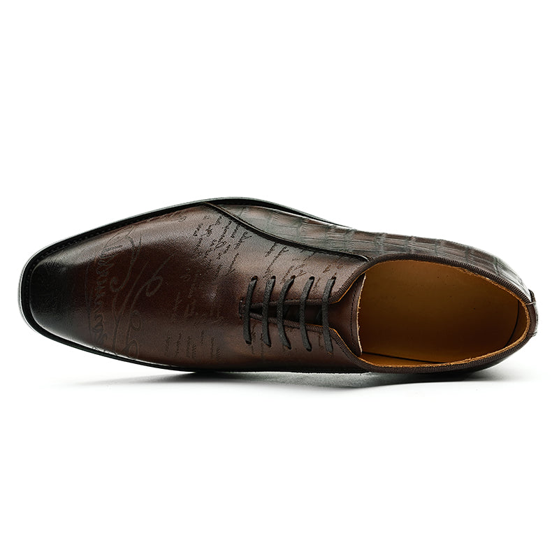 LuxeCroco Genuine Leather Embossed Oxford Dress Shoes