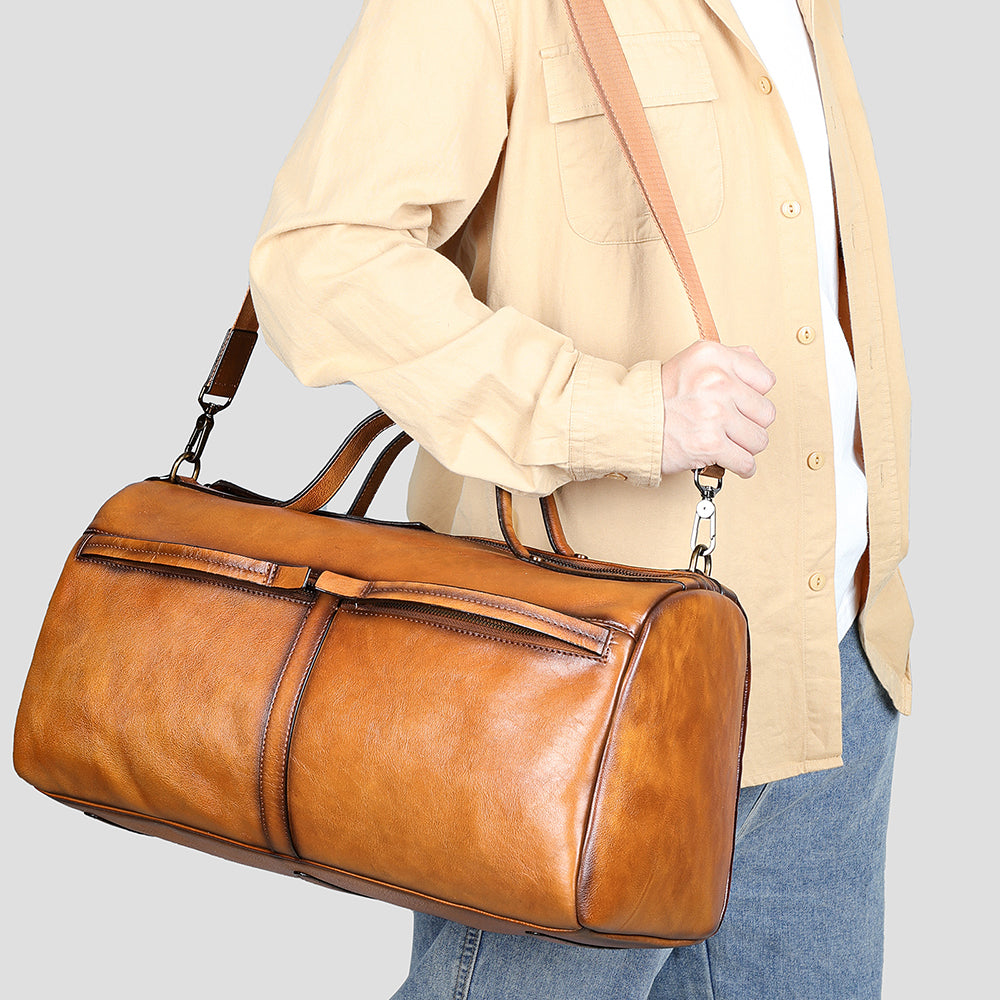 Deluxe Retro Leather Zipper Travel Messenger Bag