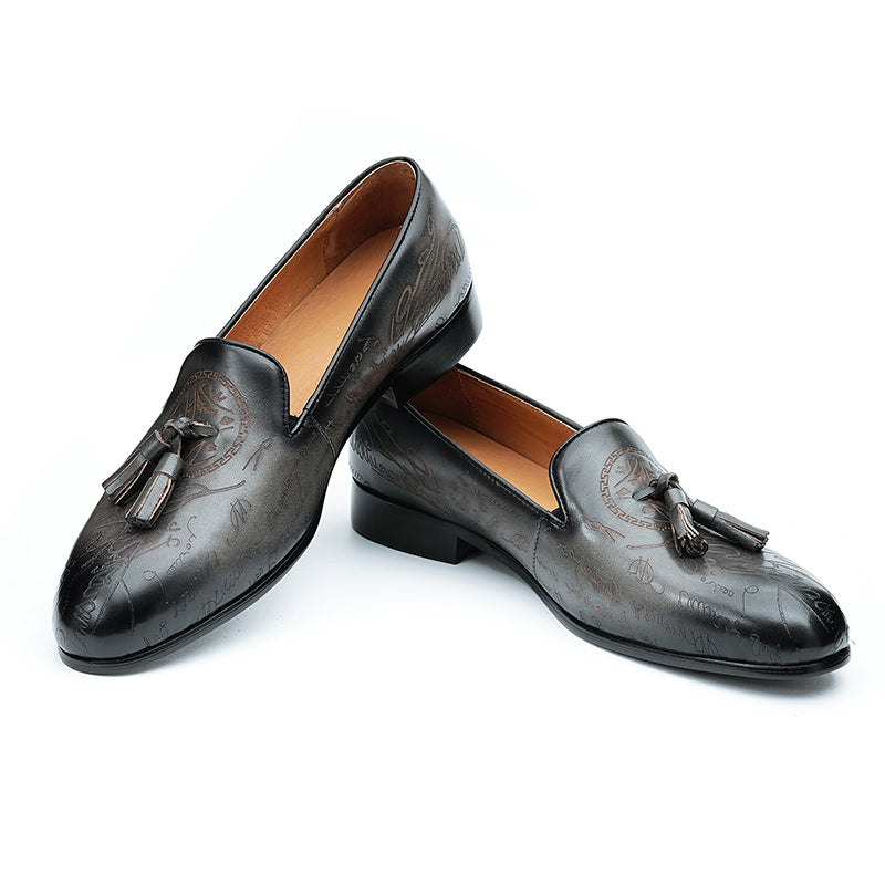 Lavish Leather Slip On Brogue Dress Shoes