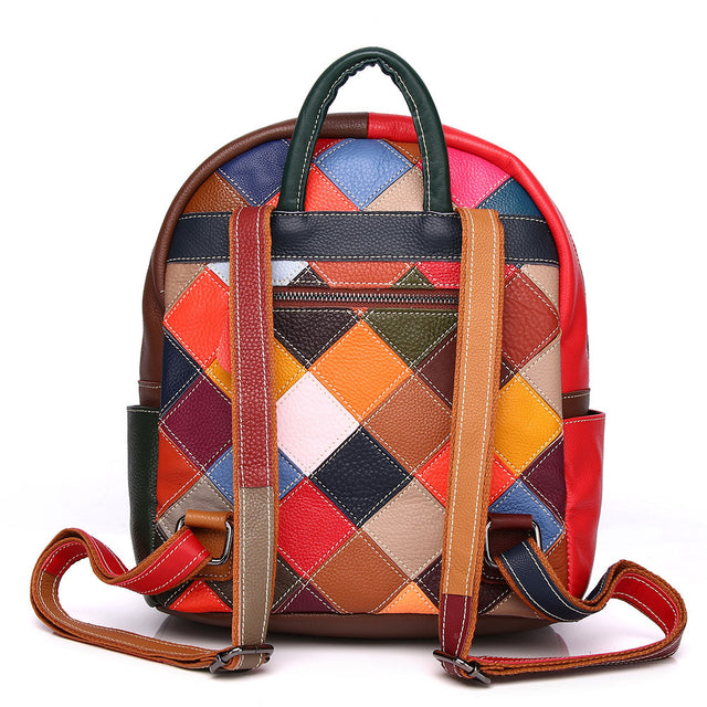 Chic Leather Exotic Patchwork Closure Backpack