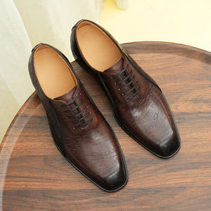 LuxeCroco Genuine Leather Embossed Oxford Dress Shoes