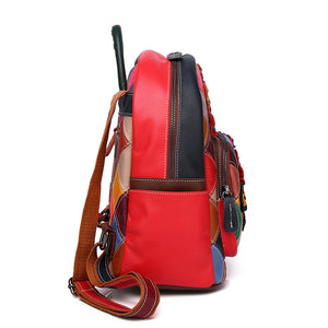 Chic Leather Exotic Patchwork Closure Backpack