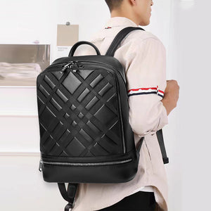 LeatherLux Cowhide Business Travel Computer Backpack