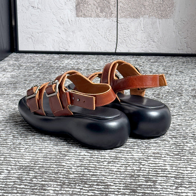 Exoticade Chic Buckle Leather Sandals