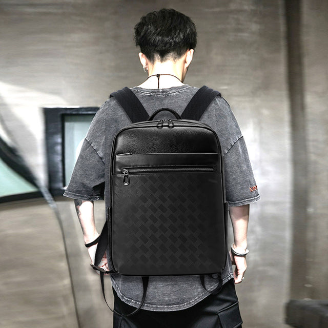 LeatherLux Cowhide Travel Computer Backpack