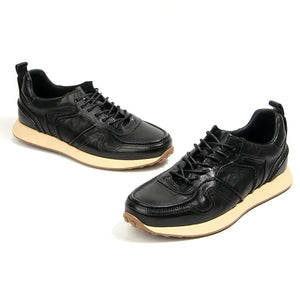 Elegant Leather Lace Up Sport Sneakers