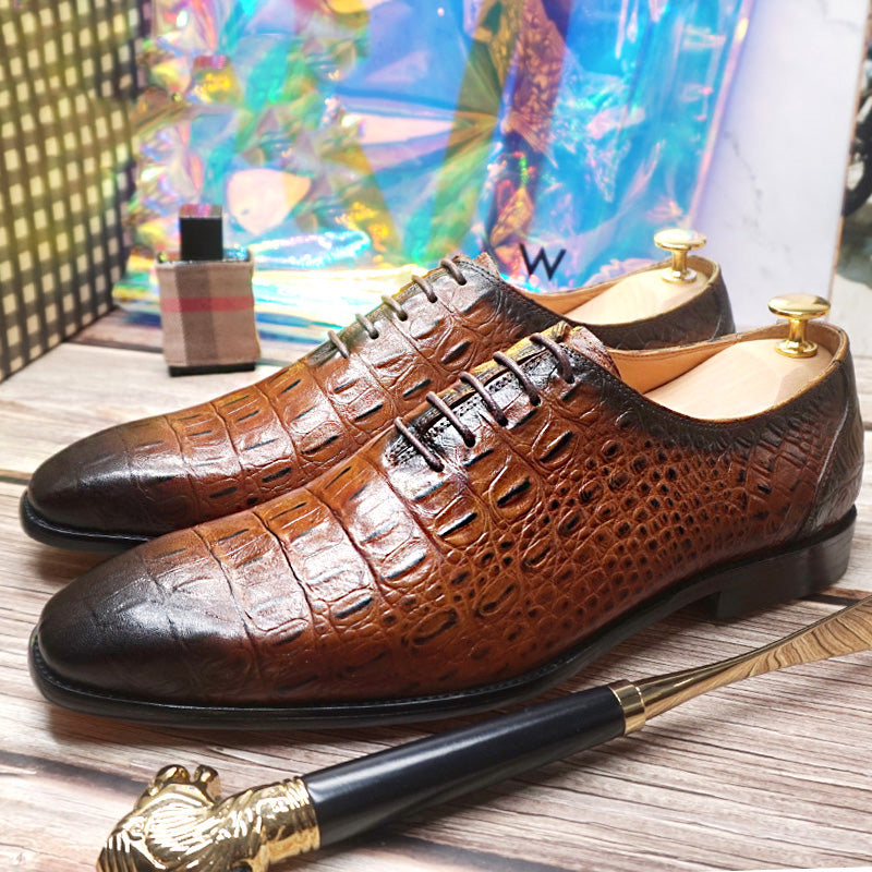 LuxCroco Style Genuine Leather Brogue Shoes