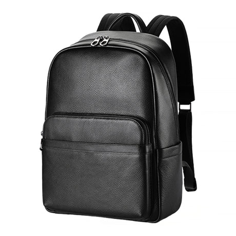 Luxury Leather Zip Laptop Backpack